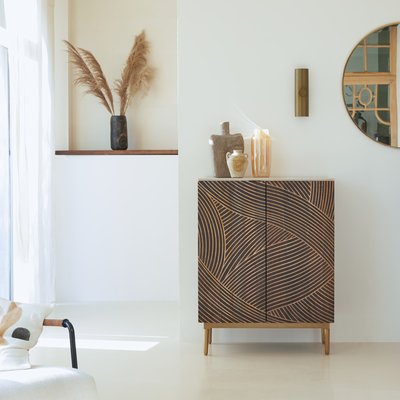 Bahut en manguier massif et terrazzo 80 cm BILAL TIKAMOON