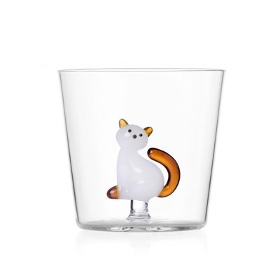 Verre à eau chat  Tabby Cat Amber Tail ICHENDORF