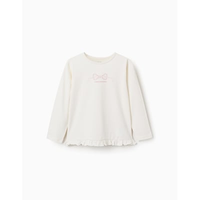 T-shirt en coton à manches longues avec imprimé et ourlet volanté ZIPPY