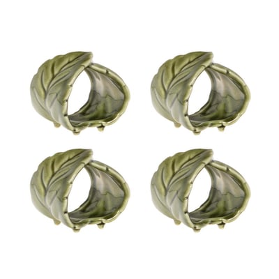 Coffret de 4 ronds de serviettes feuille  en céramique AMADEUS