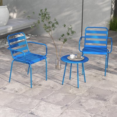 Salon de jardin bistro 2 places empilables acier thermolaqué OUTSUNNY