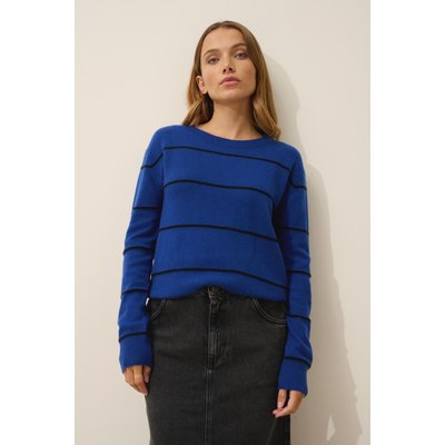 Pull Col Bateau Bi-Color Outremer + Noir Orélis JUST CASHMERE