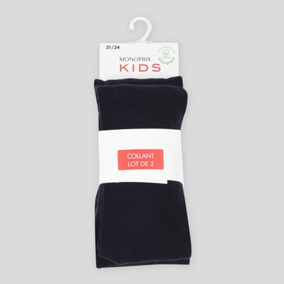 Lot de 2 paires de collants contenant du coton BIO GOTS MONOPRIX