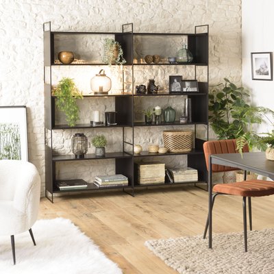 Etagère bois noir et métal 10 niches CORUMBA PIER IMPORT