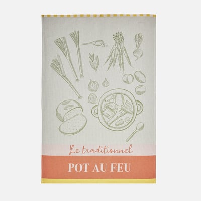 Torchon jacquard en coton L'ART DU POT AU FEU COUCKE