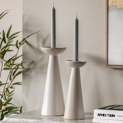 Set of 2 Porto Glazed Ceramic Candle Sticks SO'HOME