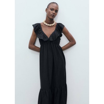 Robe longue à col volanté MANGO