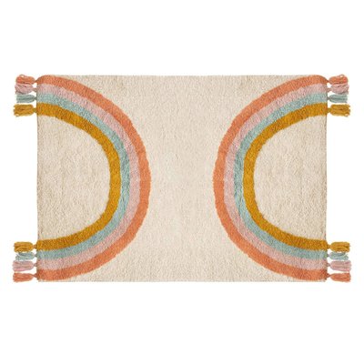 Tapis enfant rectangulaire à pompons Arc en ciel ATMOSPHERA
