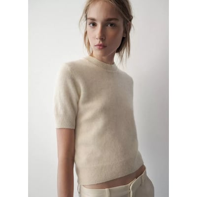 Pull-over 100 % laine manches courtes MANGO