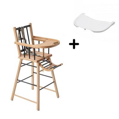 Pack Chaise haute André Hybride anthracite et sa tablette blanche COMBELLE