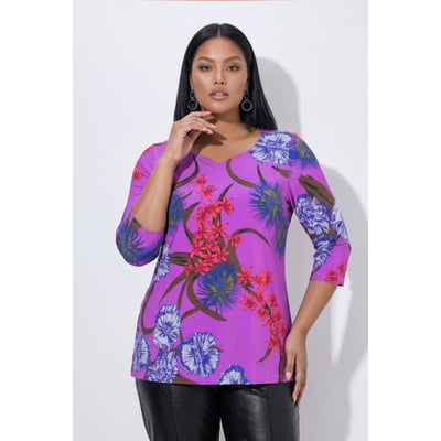 T-shirt au tombé fluide, motif floral ULLA POPKEN