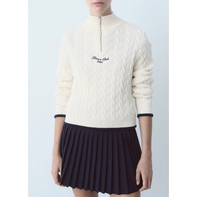 Pull tressé message brodé MANGO