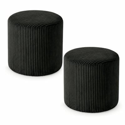 Pouf rond velours côtelé noir (lot de 2) MALMOE PIER IMPORT