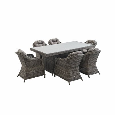 Table de jardin résine arrondie 6 fauteuils LECCO SWEEEK