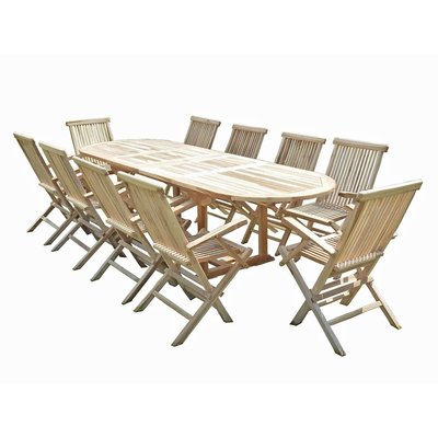 Salon de jardin en teck HENUA 10 fauteuils pliants C ET L JARDIN