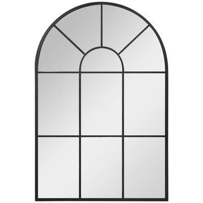 Miroir mural aspect verrière style classique chic métal verre HOMCOM