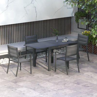 Ensemble salon de jardin 4 personnes 5 pièces table manger extensible OUTSUNNY