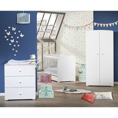 Chambre complète bébé avec lit à barreaux, commode à langer et armoire 2 portes BABY PRICE