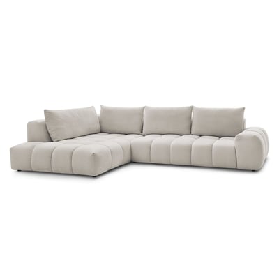 Canapé d'angle fixe 4 places en tissu texturé, EVEREST BOBOCHIC