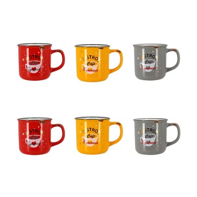 Lot de 6 mugs en grès 33cl, CAFETARIA NOVASTYL
