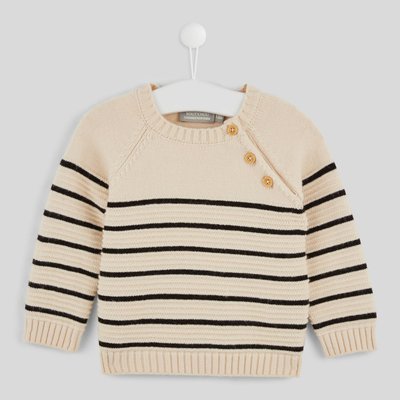Pull marinière manches longues col rond contenant de la laine BOUT'CHOU