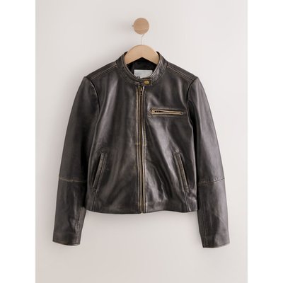 Veste sans col en cuir véritable n. premium NEXT