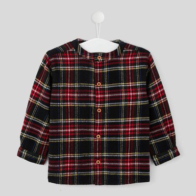 Chemise manches longues col mao à carreaux en coton BIO, certifié OEKO-TEX BOUT'CHOU