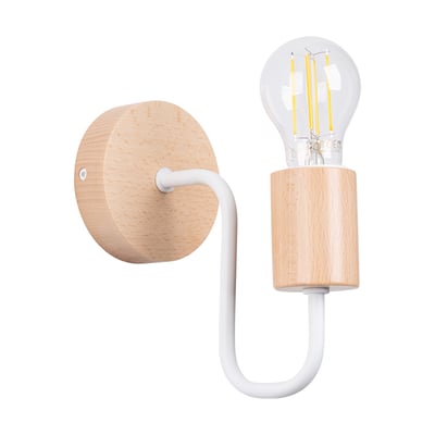 Applique Acier Blanc/Bois Naturel E27 1 Timbo EDEN