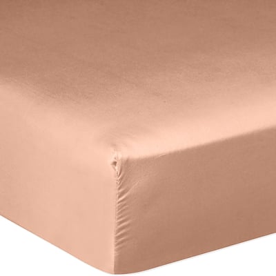 Drap housse en satin de coton lavé bonnet 30 cm uni, DESIR BATON ROUGE