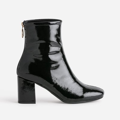 Bottines cuir vernis noir La Redoute