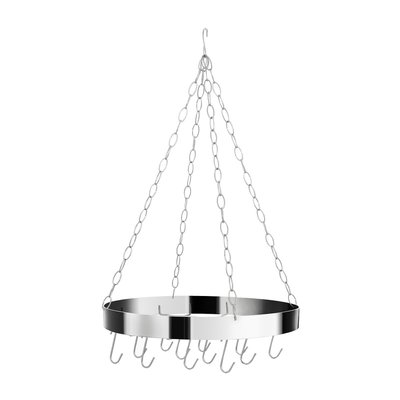 Round Metal Ceiling Pot Rack in Matte Chrome SO'HOME