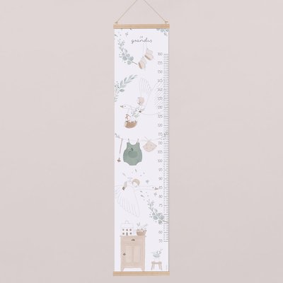 Toise en papier mat  avec son porte-toise en bois 30cm x 140cm COTTON BIRD