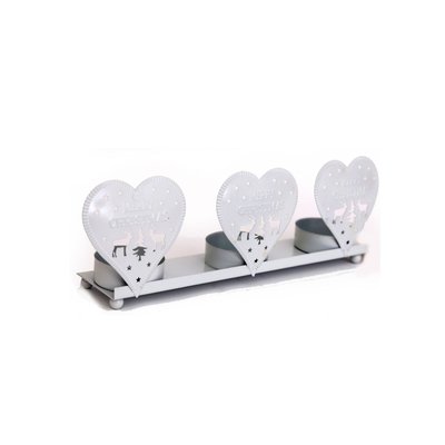 Photophore de Noël Coeurs Natural - 3 Bougies HEART OF THE HOME