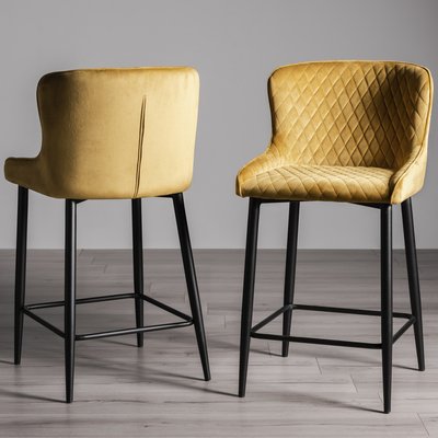 Tabouret de bar tissu velours moutarde (lot de 2) ARLINGTON PIER IMPORT