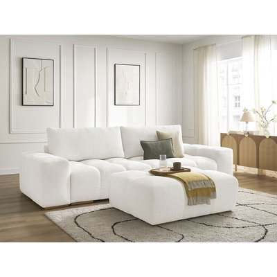 Canapé droit fixe 3 places en tissu texturé avec pouf, ANAKIN BOBOCHIC