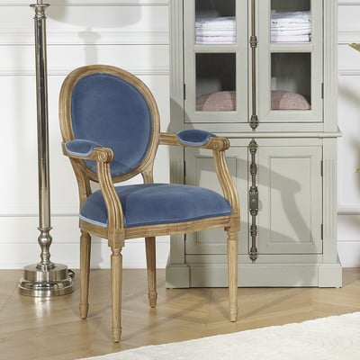 Fauteuil de table style classique en bois et velours MEDAILLON ROBIN DES BOIS