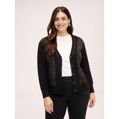 Cardigan col en V avec clous FIORELLA RUBINO