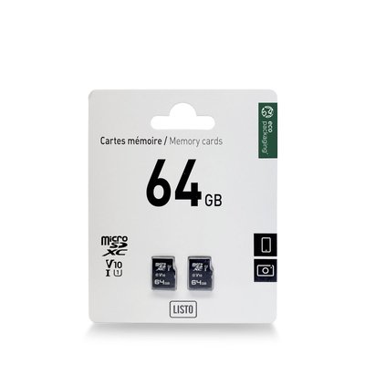 Carte Micro SD pack 2x 64Go Micro SD LISTO