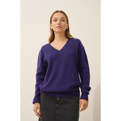 Pull Col V  Purple Alenia JUST CASHMERE