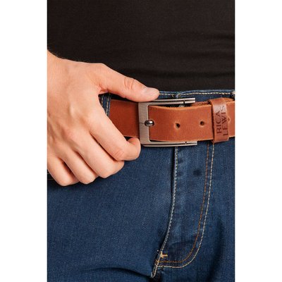 Ceinture cuir avec boucle acier brossé COLONEL RICA LEWIS