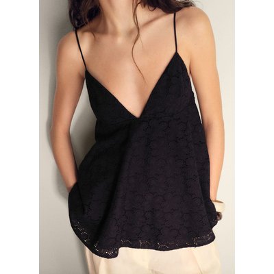 Top brodé à col en V MANGO