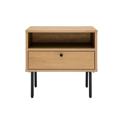 Table de chevet avec rangements finition bois clair chêne et métal noir L50 cm PERNELLE MILIBOO