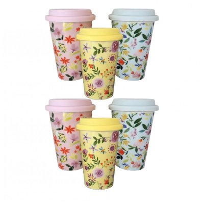 Lot de 6 maxi mugs de voyage, FLOWERS ARD TIME