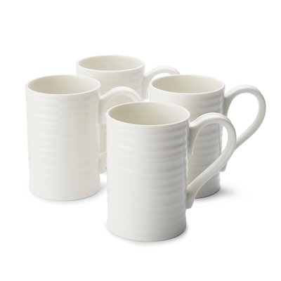 Set of 4 White Tall Mugs SOPHIE CONRAN FOR PORTMEIRION