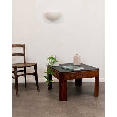 Table basse en bois et ardoise Marie-Pierre N°81 - Bon état DEBONGOUT