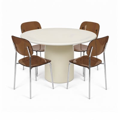 Table ronde effet béton Ø120cm avec 4 chaises GLAM NOW'S HOME