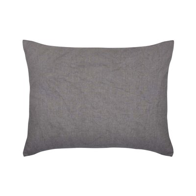 Taie d'oreiller unie en lin, Made in France, BASALTE A DEMAIN