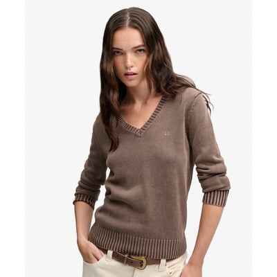 Pull Col V Délavé SUPERDRY