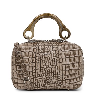 Sac à main zippé MARBLED CUBE CROCO SEQUOIA