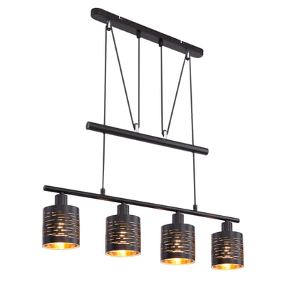 Suspension industrielle 4 lumières en métal et verre TUNO GLOBO LIGHTING